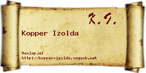 Kopper Izolda névjegykártya